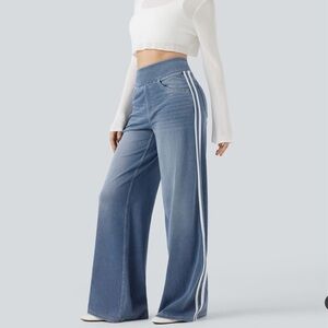 Halara Flex™ High Waist Stripe Wide Leg Flowy Stretch Jeans NEW Medium Regular 1
